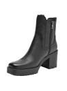Botín Chelsea negro de cuero para mujer, ideal para un estilo elegante y moderno, perfecto para ocasiones formales.
