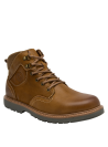 Botín camel de cuero, taco plano de 3.5 cm, estilo casual para hombre.