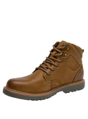 Botín camel casual de cuero para hombre, perfecto para actividades al aire libre.