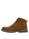 Botín camel de cuero con punta redonda y caña de 10 cm para hombre.