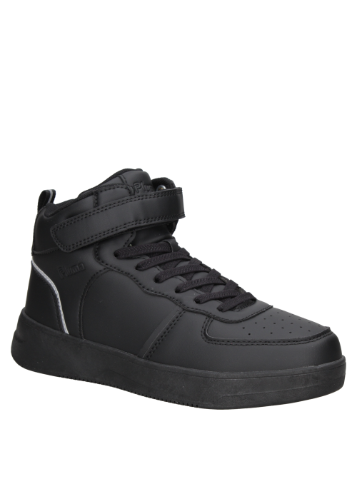 Botín negro para niño, estilo colegial, con soporte al tobillo y ajuste doble, perfecto para uso diario escolar.