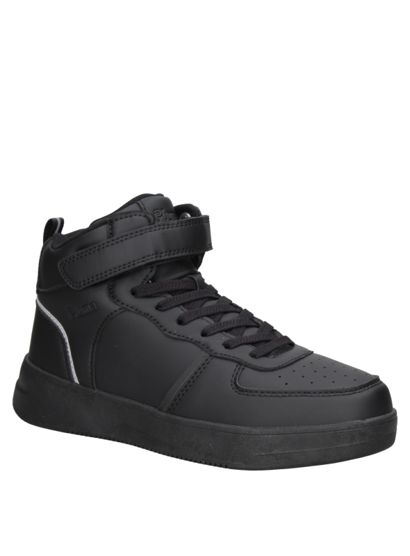 Botín negro para niño, estilo colegial, con soporte al tobillo y ajuste doble, perfecto para uso diario escolar.