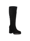 Bota casual negra de cuero para mujer, ideal para un look urbano y cómodo.