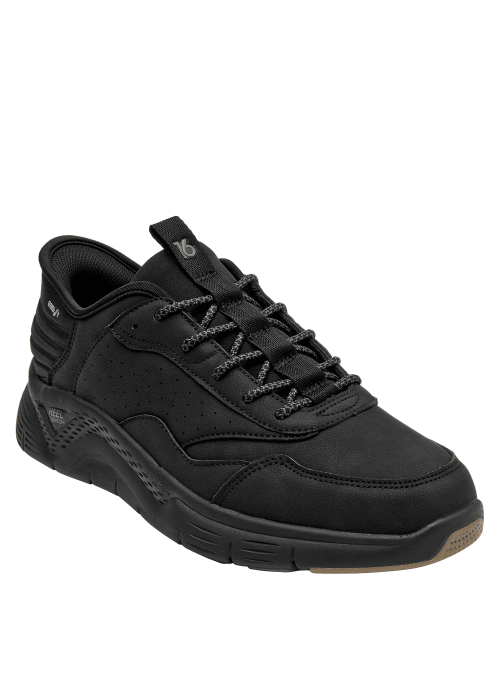 zapatilla urbana negra de hombre, ideal para paseos al aire libre, con diseño ergonómico para comodidad diaria