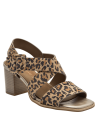 Sandalia formal de mujer en cuero animal print, ideal para reuniones de trabajo o salidas con amigos.