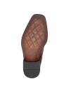 Calzado clásico de cuero café para hombre, diseño cap toe con costuras decorativas, perfecto para eventos formales.