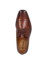 Zapato de vestir de cuero café para hombre, estilo Derby con cordones y punta cuadrada, ideal para trajes formales.