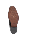 Elegante calzado de cuero negro para hombre, estilo Derby, ideal para ocasiones formales por su diseño minimalista.
