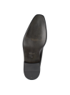 Zapato de cuero negro estilo Oxford para hombre con costura decorativa en la puntera, ideal para eventos formales.