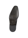 Zapato de cuero negro estilo Oxford para hombre con costura decorativa en la puntera, ideal para eventos formales.