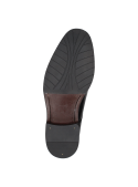 Elegante zapato de cuero negro para hombre, ideal para eventos formales, con ojales sobre la lengüeta.