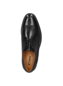 Zapato de vestir negro de cuero para hombre con diseño Oxford brogue, ideal para eventos formales por su elegancia.