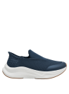 zapatilla slip-on azul para mujer, líneas suaves, sin cordones, adecuada para paseos y reuniones informales