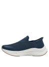 sneaker azul para mujer, estilo slip-on, con suela elevada y curvada, ideal para athleisure y actividades casuales