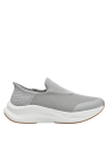 zapatilla gris sin cordones, textil ligero con diseño limpio, adecuada para jeans o vestidos casuales en actividades diarias.