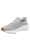 zapatilla deportiva gris para mujer, estilo minimalista y moderno, sin cordones, ideal para actividades casuales y ligeras.