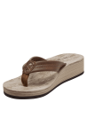 Sandalia café casual de mujer con taco cuña de 4.3 cm y punta abierta.