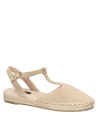 Alpargata de cuero beige para mujer, estilo boho-chic con hebilla ajustable, perfecta para paseos y reuniones casuales.