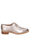 Calzado de cuero dorado metálico tipo oxford, perfecto para ocasiones semiformales.