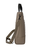Bolso tote casual taupe con correa ajustable y extraíble para estilo urbano.