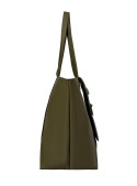 Tote bag verde con asas de nylon, cómodo y resistente para combinar con diversos estilos.
