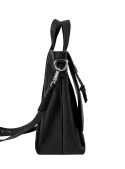 Bolso negro de mujer con textura granulado en PU y nylon, ideal para estilo urbano.