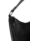 Tote bag negro de PU graneado con textura similar al cuero, ideal para un look casual chic.