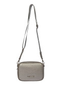 Bolso compacto gris para mujer, con cierre seguro y diseño chic.