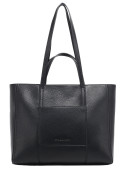 Bolso tote negro de PU graneado, pieza funcional y elegante, perfecto para un look urbano.