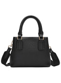 Bolso bandolera negro de mujer con diseño minimalista y compartimentos seguros para pertenencias.