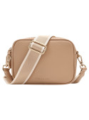 Bandolera elegante beige para mujer, ideal para atuendos casuales o semi-formales, con un toque discreto.