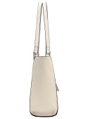 Bolso tote mujer en color claro con textura granulada y diseño minimalista sofisticado.