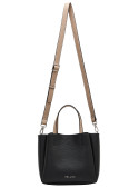 Tote bag minimalista negro para mujer, ideal para looks casuales y semiformal.