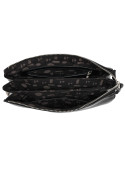 Bandolera negra casual para mujer, material PU, diseño minimalista con correa ajustable y herrajes metálicos.
