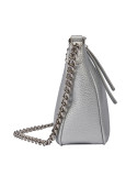 Cartera gris de PU con cierre de cremallera, combina elegancia y seguridad en el diseño.