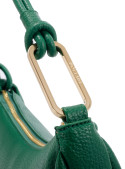 Bolso tote verde de PU tipo graneado con cierre dorado y nudos en la correa, estilo casual chic.
