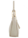 Cartera blanca con bolsillos funcionales, uno con cierre, perfecta para objetos personales.