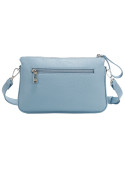 Bandolera celeste de mujer, adecuada para salidas cotidianas, con correa ajustable y acabado rugoso.