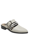 Calzado de cuero beige para mujer, estilo casual, con hebilla redonda y diseño audaz.