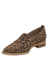 Mocasín casual de cuero con estampado leopardo, ideal para estilo diario.