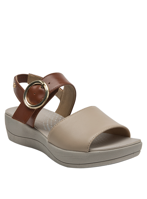 Sandalia de cuero para mujer multicolor, con diseño minimalista y textura lisa de alta calidad.