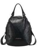 Mochila negra casual de PU, adaptable a diferentes outfits, ideal para eventos diurnos y nocturnos.