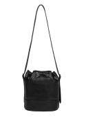 Cartera negra de PU con correa de nylon ajustable, perfecta para looks casuales.