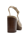 Sandalia de cuero beige para mujer, versátil y combinable, adecuada para el verano.