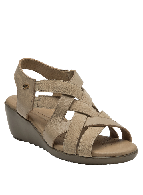 Sandalia de cuero beige para mujer, con suela de plataforma y estilo casual, perfecta para cualquier ocasión.