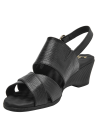 Sandalia negra de cuero con tiras cruzadas, diseño elegante y sofisticado para mujer.