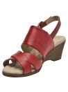 Sandalia roja de cuero con cuña, perfecta para caminar largas distancias con comodidad y estilo.