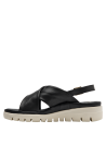 Sandalia de mujer en cuero negro, ideal para un look relajado y sofisticado.