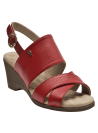 Sandalia de cuero rojo para mujer con diseño elegante y moderno, ideal para un look formal y sofisticado.