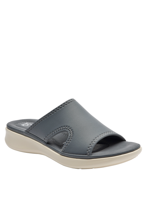 Calzado textil gris de mujer, diseño sobrio y moderno, ideal para ocasiones informales.